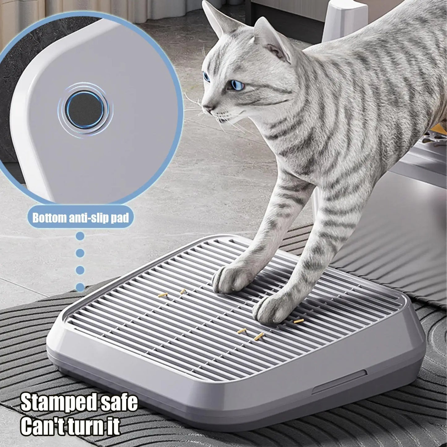 Cat Litter Tray with Double-Layer Filtration Ramp – Anti-Tracking Non-Slip Sand Control Tray