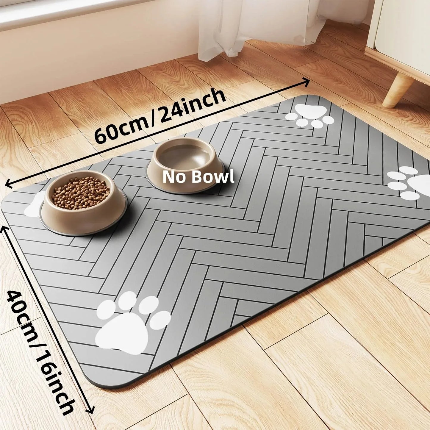 Waterproof Pet Feeding Mat, Absorbent Rubber-Backed Quick-Dry Placemat