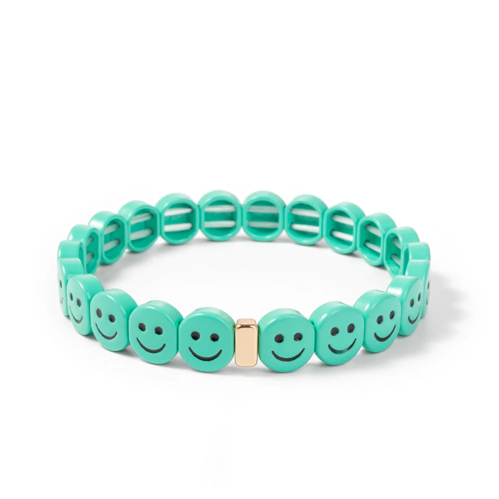 2024 New Enamel Bracelets For Women Happy Beaded Elastic Bangle Hand Accessory