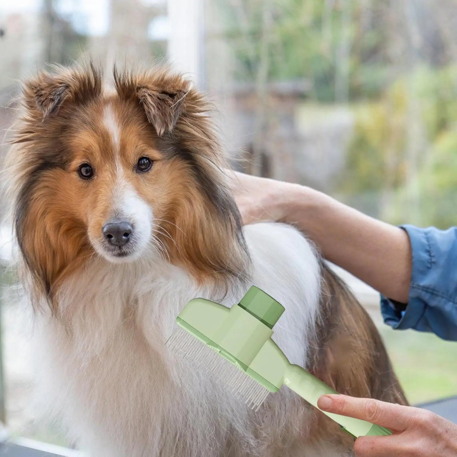 Dog Grooming Comb – Self-Cleaning Detangling Brush for Dogs & Cats