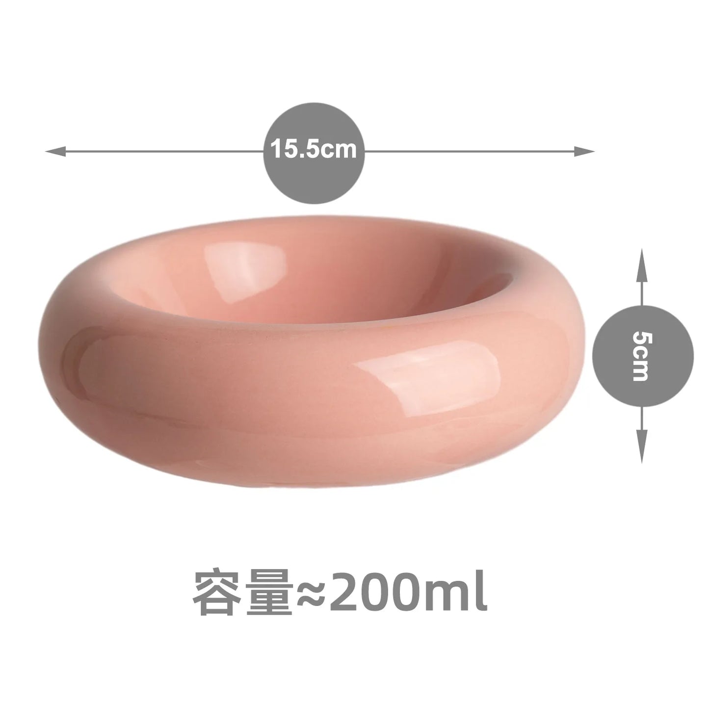 Ceramic Donut Cat Bowl – Non-Slip Anti-Tip Cat Food & Water Bowl for Cats & Small Pets