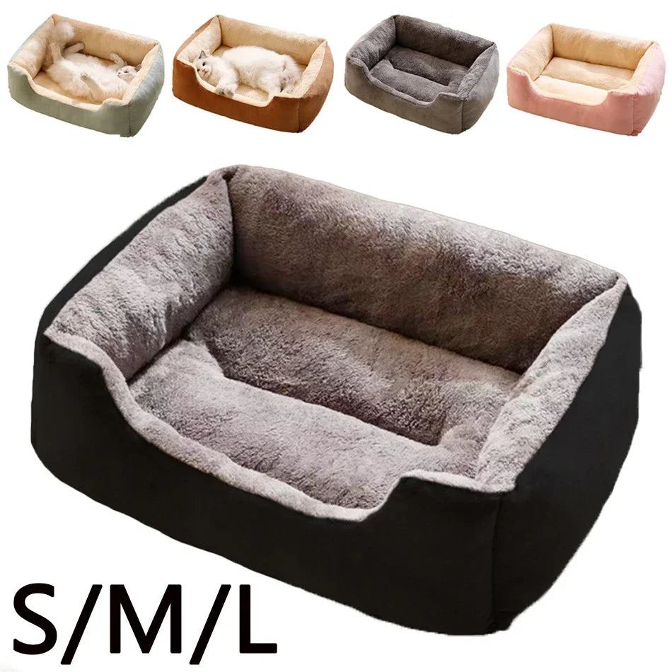 Plush Cat Bed Cushion Basket, Cozy Kitten House & Habitat