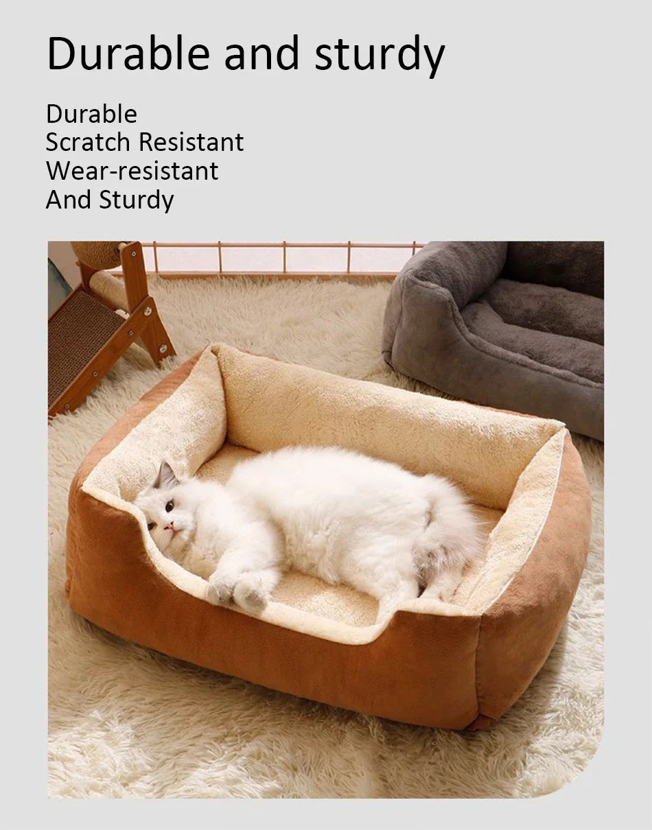 Plush Cat Bed Cushion Basket, Cozy Kitten House & Habitat
