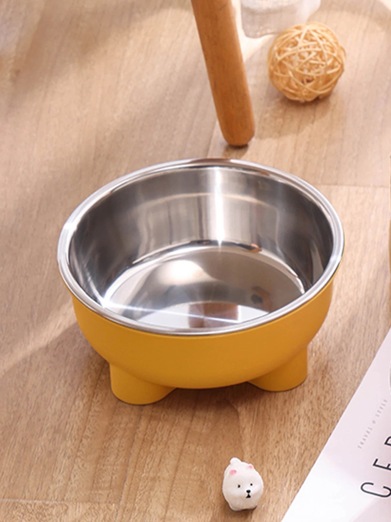1PC Four-Legged Solid Color Stainless Steel Pet Dog Bowl And Cat Bowl For Indoor And Outdoor Use