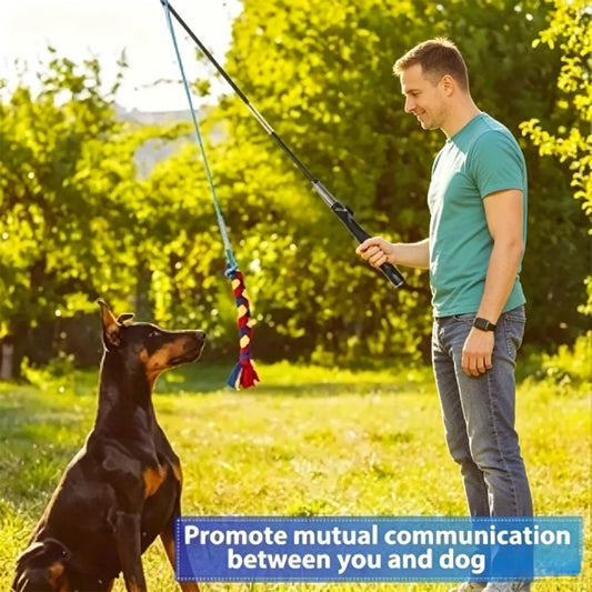 Interactive Dog Flirt Pole - Extendable Exercise Chasing & Chewing Wand