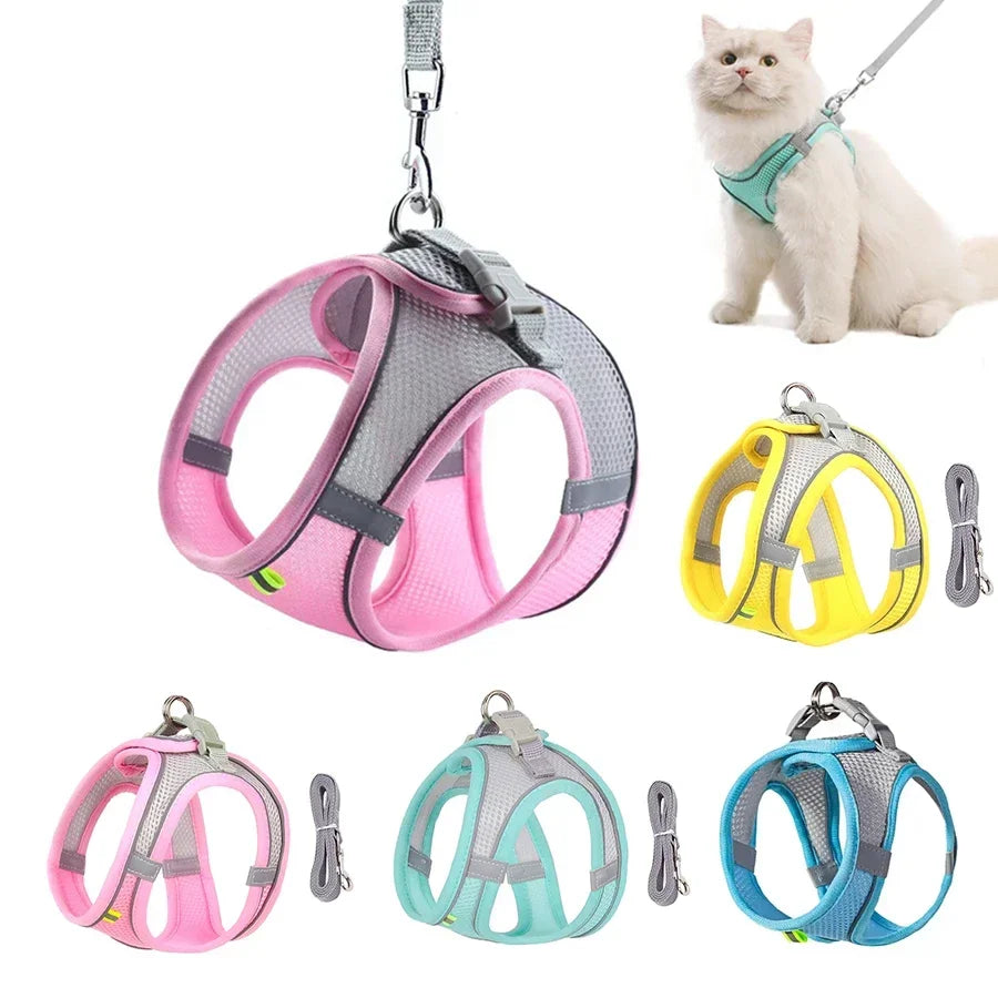 Dog Harness and Leash Set: Adjustable No-Choke Vest for Small Dogs & Cats