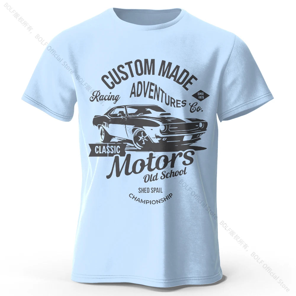 Men’s Motors Printed T-Shirt – 100% Cotton Oversized Vintage Graphic Tee for Men &amp; Women
