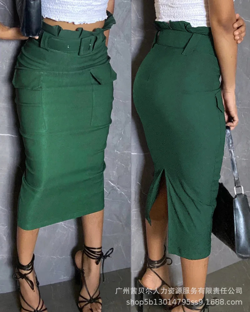 Skirts Mid Length Skirt Women Slim Fit Casual High Waist Bodycon Y2k Streetwear