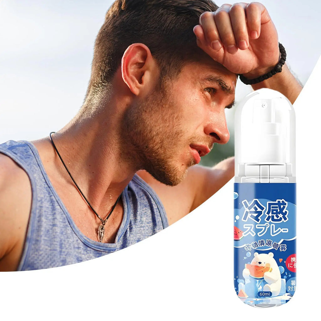 60ml Cooling Spray Refreshing Cool Body Mist Hot Weather Heat Relief Mist Outdoor