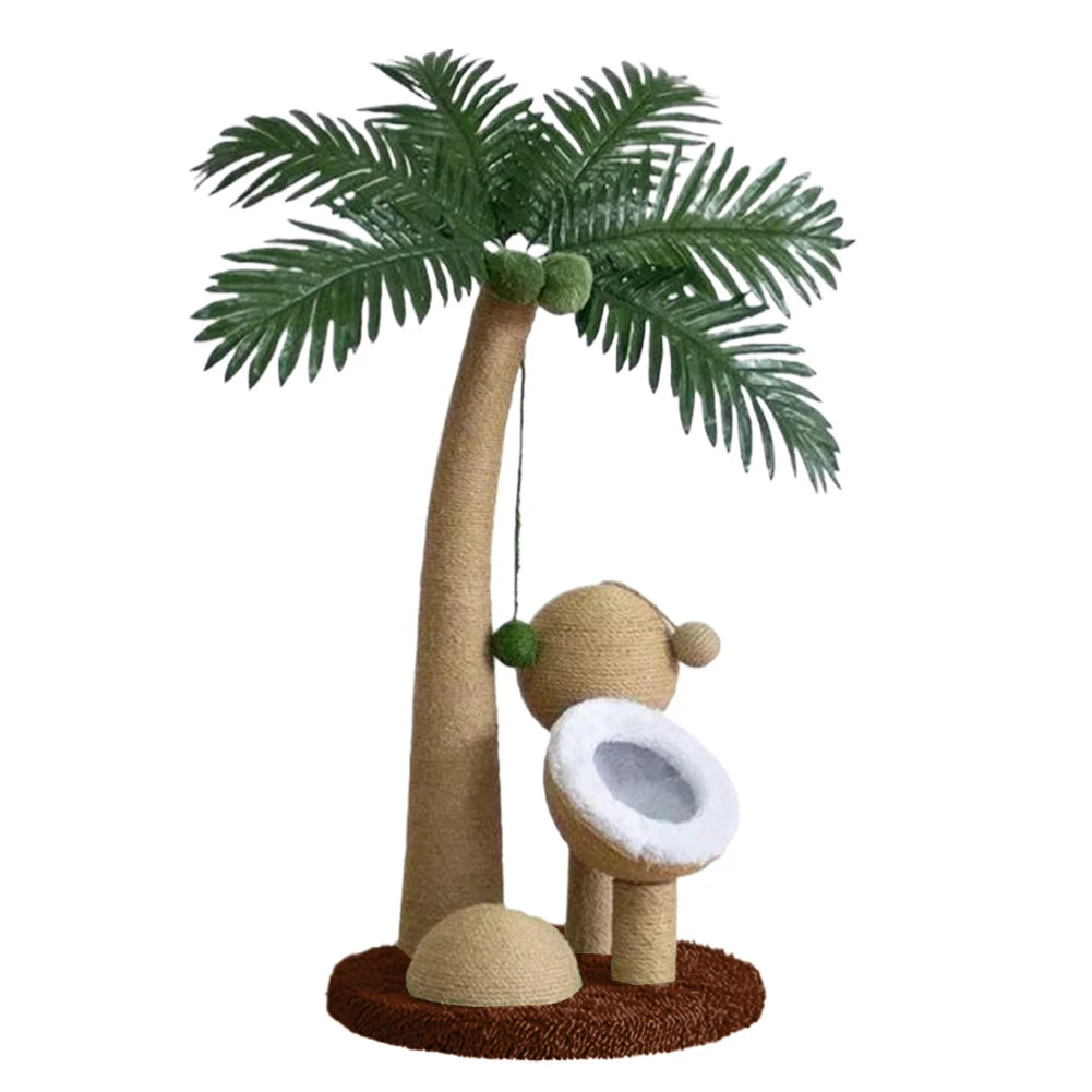Coconut Tree Cat Scratching Post - Interactive Natural Sisal Rope Pole
