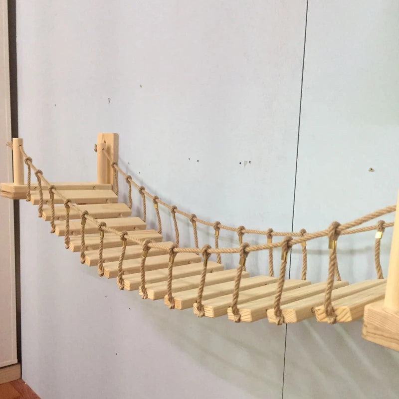 Wall-Mounted Cat Bridge & Tree Set - Sisal Ladder Climber with Hammock Bed