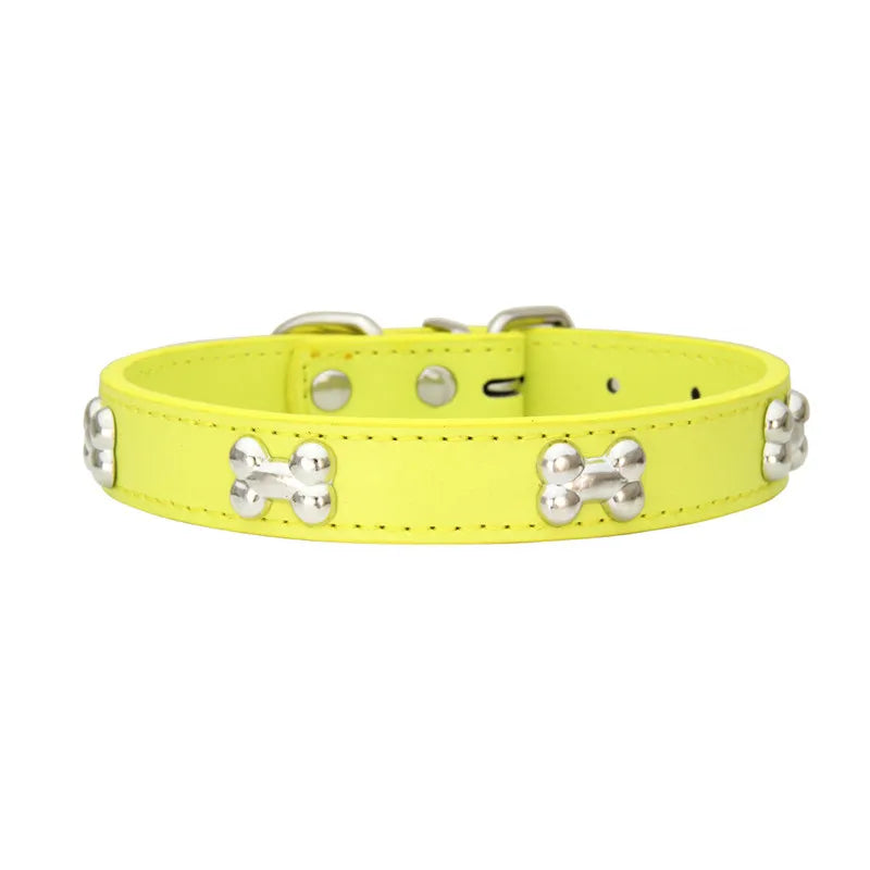 Genuine Bone Leather Dog Collar - Durable Neckband for Small & Large Pets