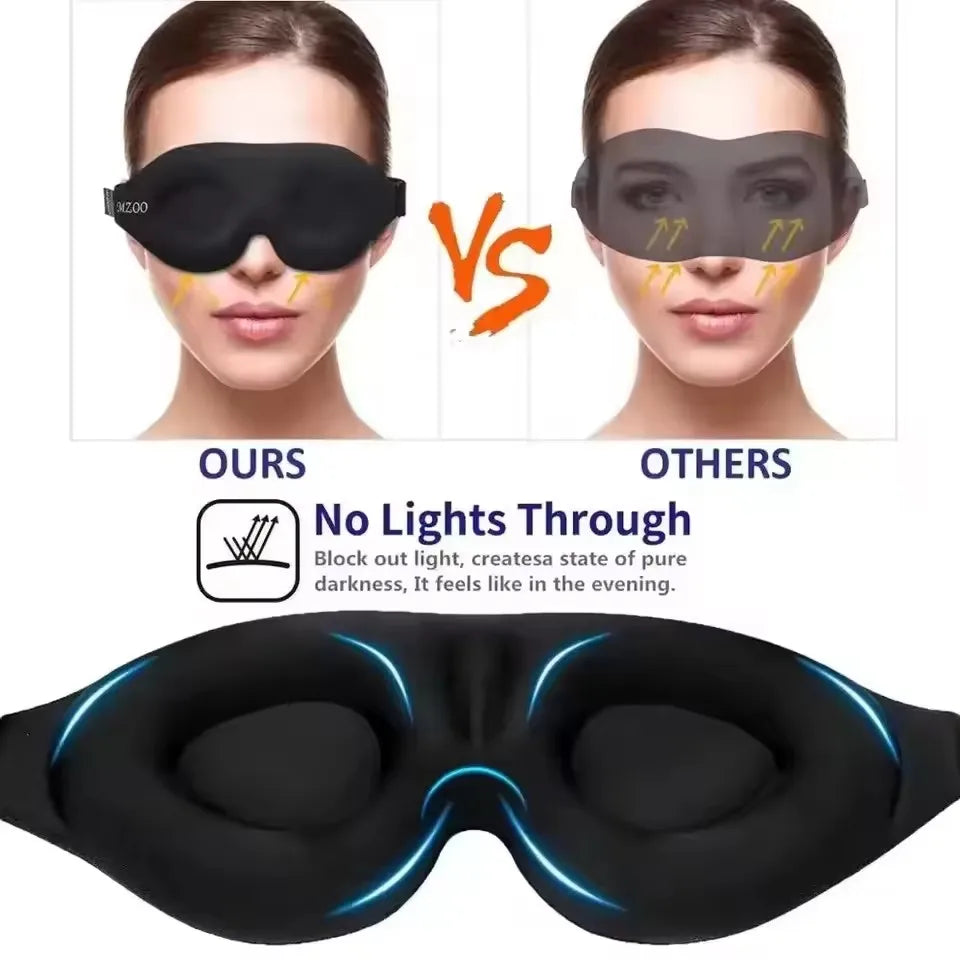 3D Contoured Sleep Mask with Earplugs – Light Blocking Eye Mask for Men & Women - PULSE MART