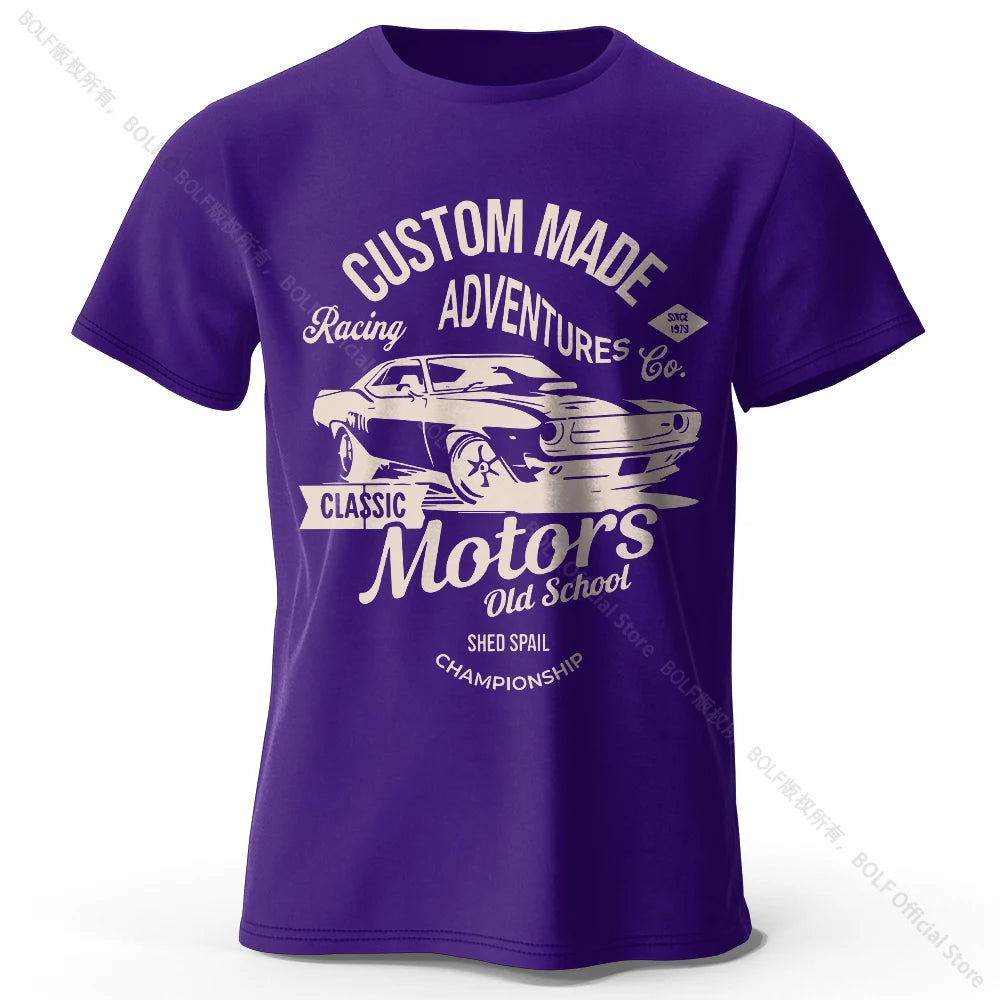 Men’s Motors Printed T-Shirt – 100% Cotton Oversized Vintage Graphic Tee for Men &amp; Women
