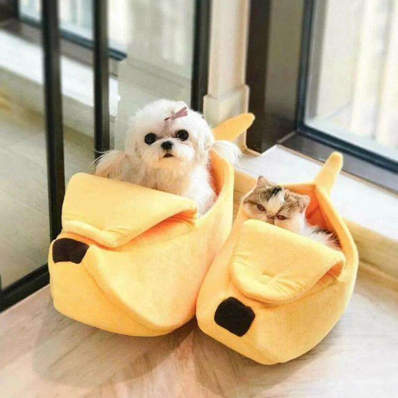 Creative Banana Cat Bed - Cute Deep Sleep Nest for Cats & Small Dogs
