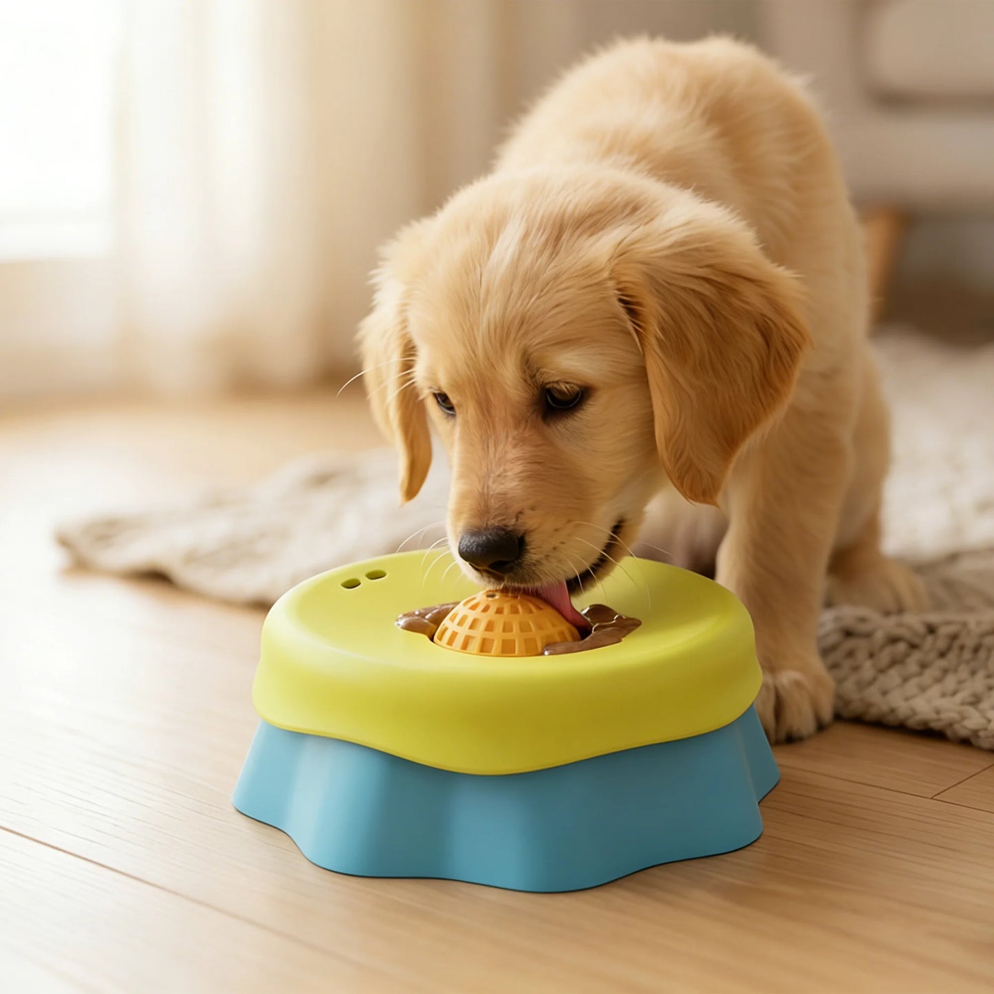 Rolling Ball Liquid Slow Feeder Dog Bowl - Interactive Anti-Slip Lick Toy