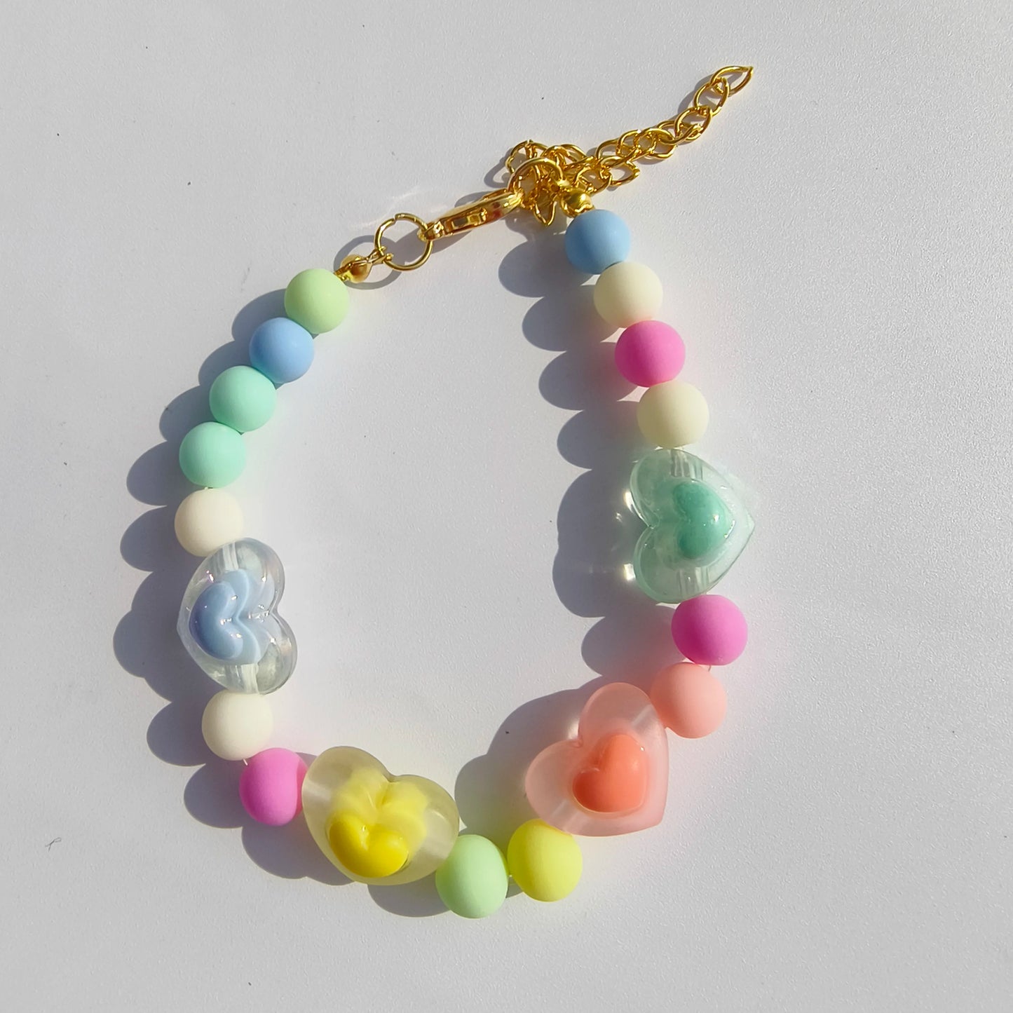 Cute Candy-Colored Pet Collar: Pearl Necklace with Flower Beads & Alloy Chain