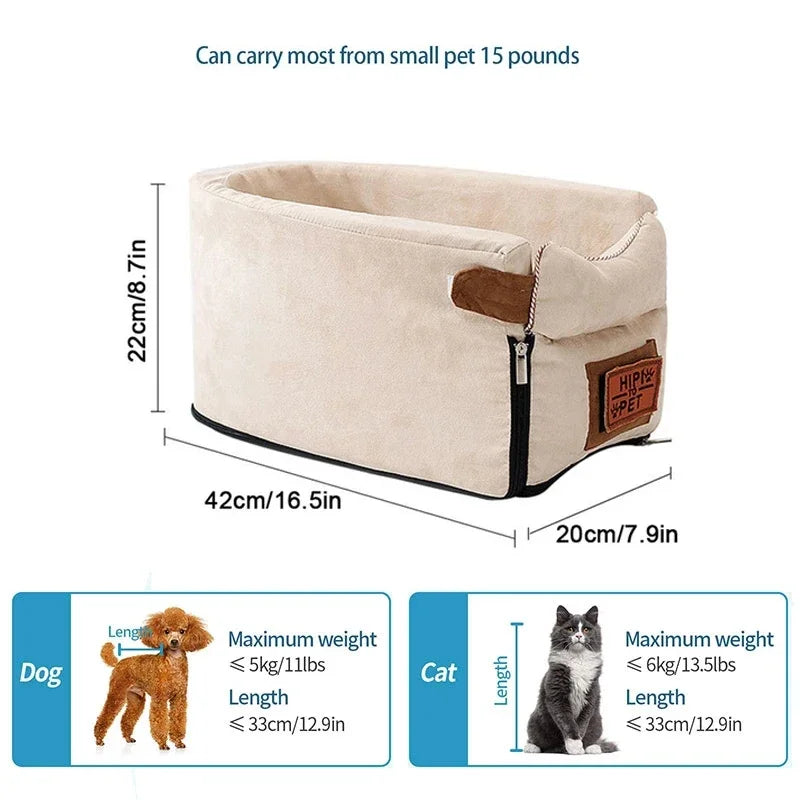 Central Control Dog Car Seat, Portable Small Pet Travel Carrier
