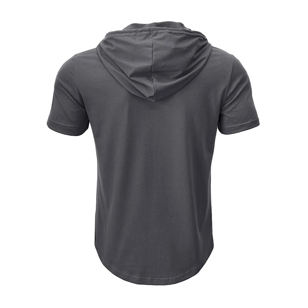 Men’s Summer Hooded Fitness T-Shirt – Slim Fit, Quick Dry, Breathable Gym Top