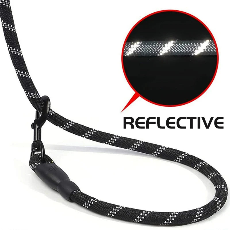 Double Handle Reflective Dog Leash - Heavy Duty Padded Lead for Strong Dogs