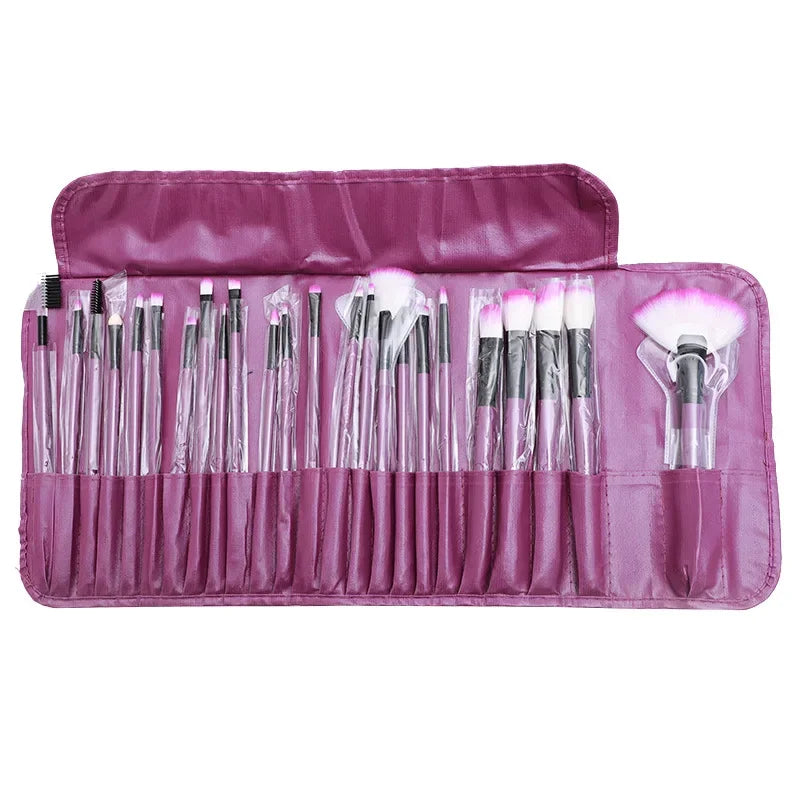 24-Piece Professional Makeup Brush Set - Eyebrow, Powder, Foundation, and Shadows Brushes for Expert Application - PULSE MART