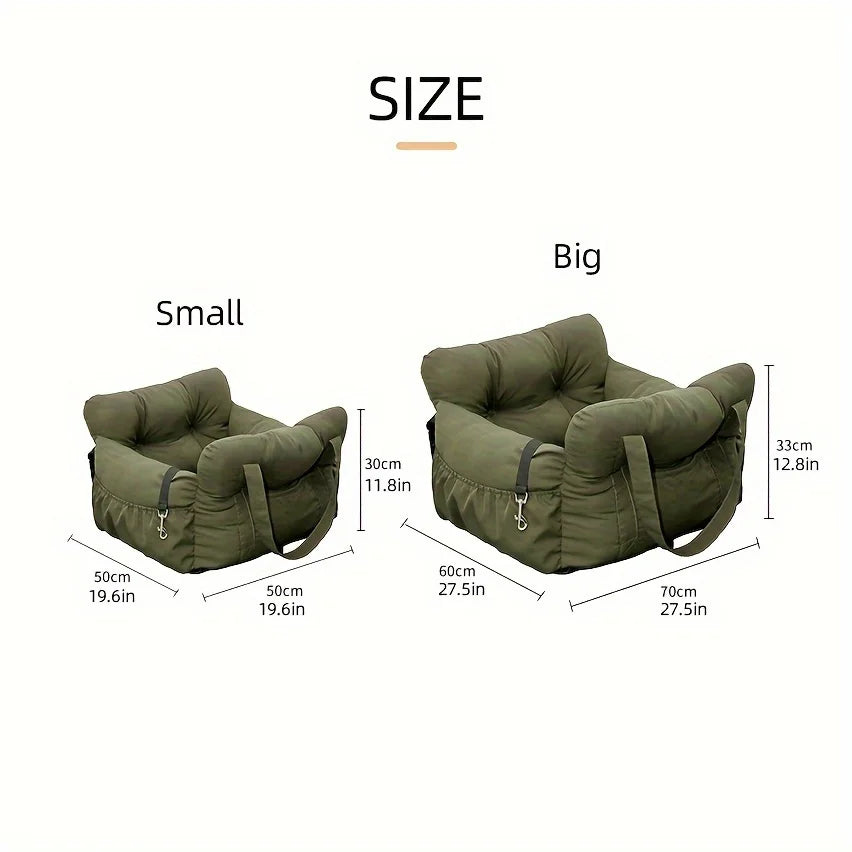 Dog Car Seat with Safety Belt, Washable Non-Slip Pet Booster Bed