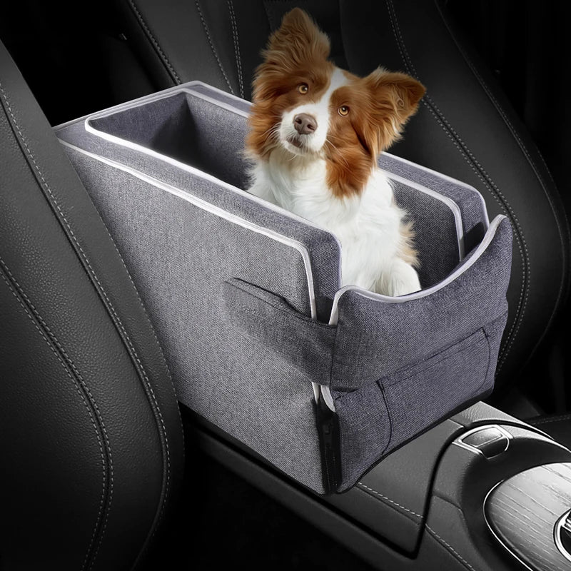Car Center Console Pet Bed Mat, Small Dog & Cat Booster Safety Seat