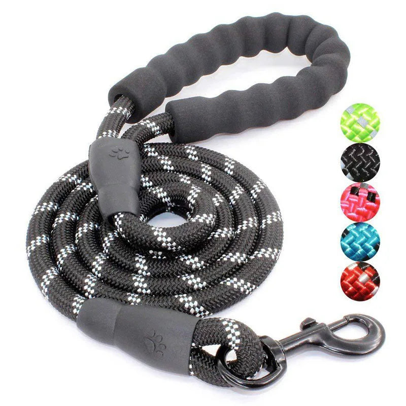 Double Handle Reflective Dog Leash - Heavy Duty Padded Lead for Strong Dogs