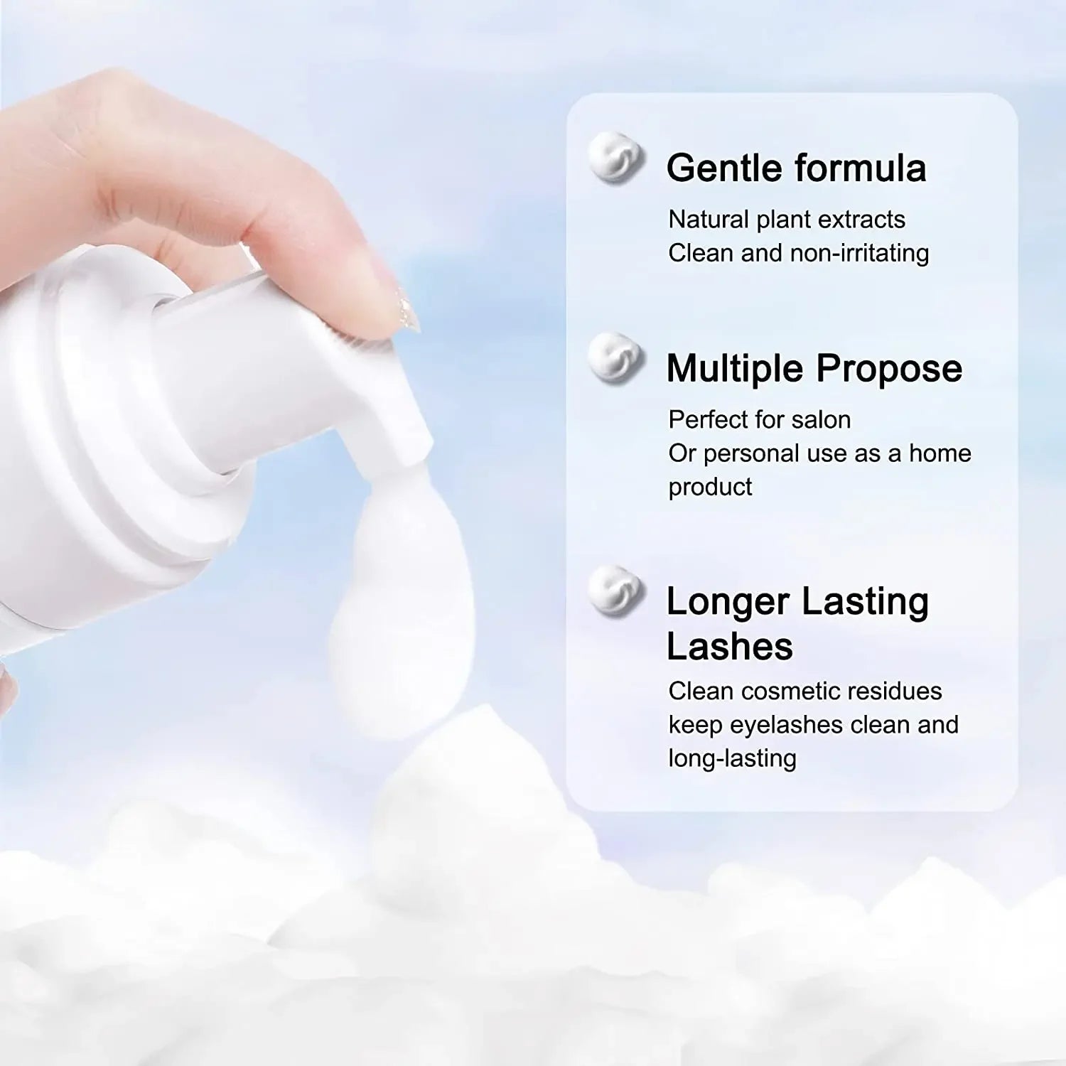 Lanthome Eyelash Extension Shampoo - 50ml Foam Cleanser Eyelid Deep Cleaning, Makeup Removal - PULSE MART
