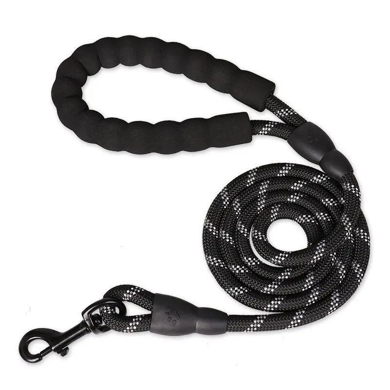Double Handle Reflective Dog Leash - Heavy Duty Padded Lead for Strong Dogs