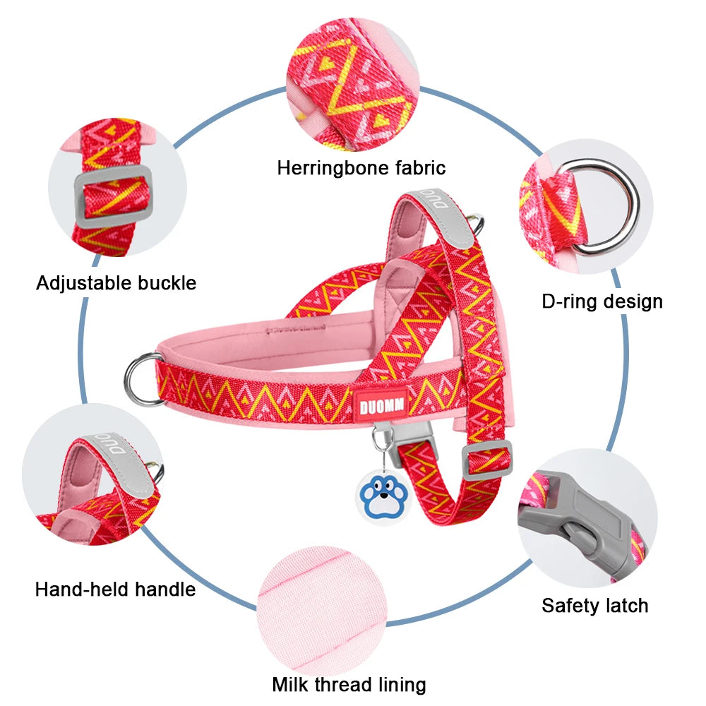 Fashion Printed Dog Harness: Soft No-Pull Padded Saddle Vest