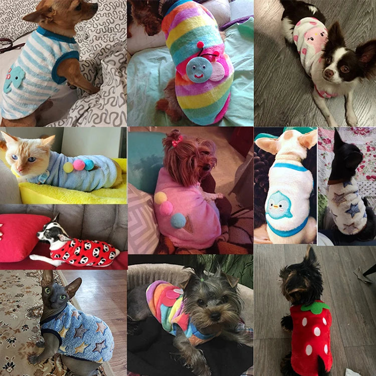 Cute Flannel Dog Winter Vest - Soft Puppy Puffer Jacket for Small Dogs & Cats