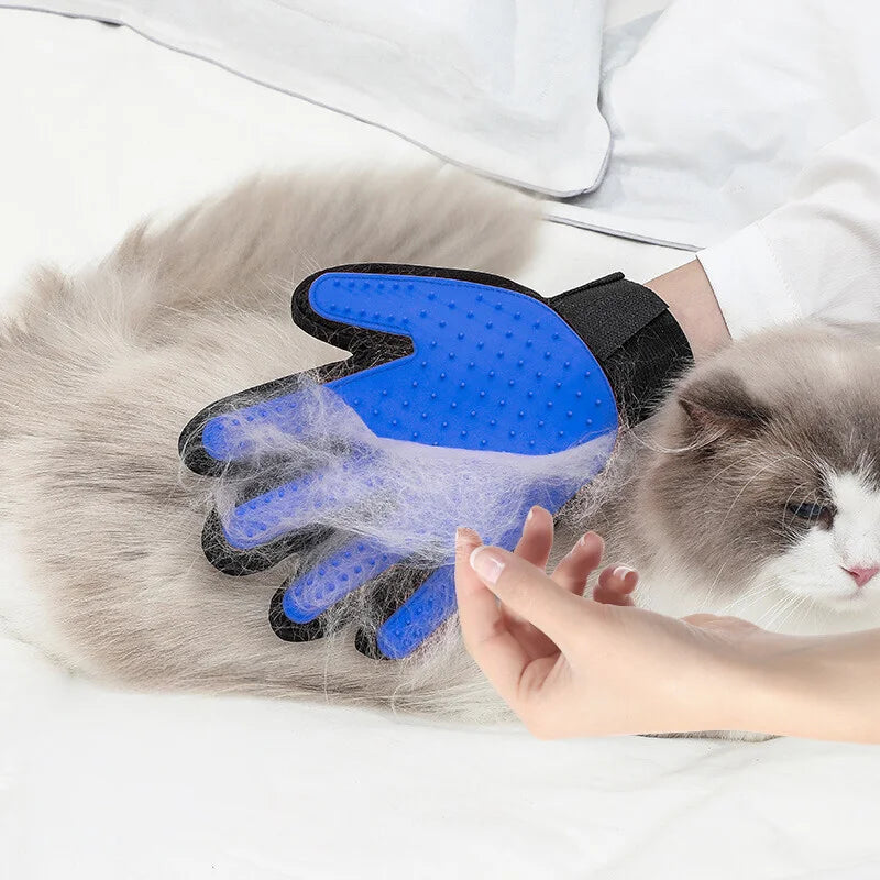 True Touch Pet Grooming Gloves - Silicone Deshedding Brush & Bath Mitt