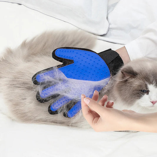 True Touch Pet Grooming Gloves - Silicone Deshedding Brush & Bath Mitt