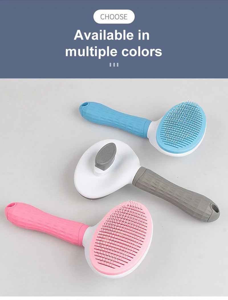 Anti-Matting Long Hair Pet Brush - Self-Cleaning Undercoat Comb