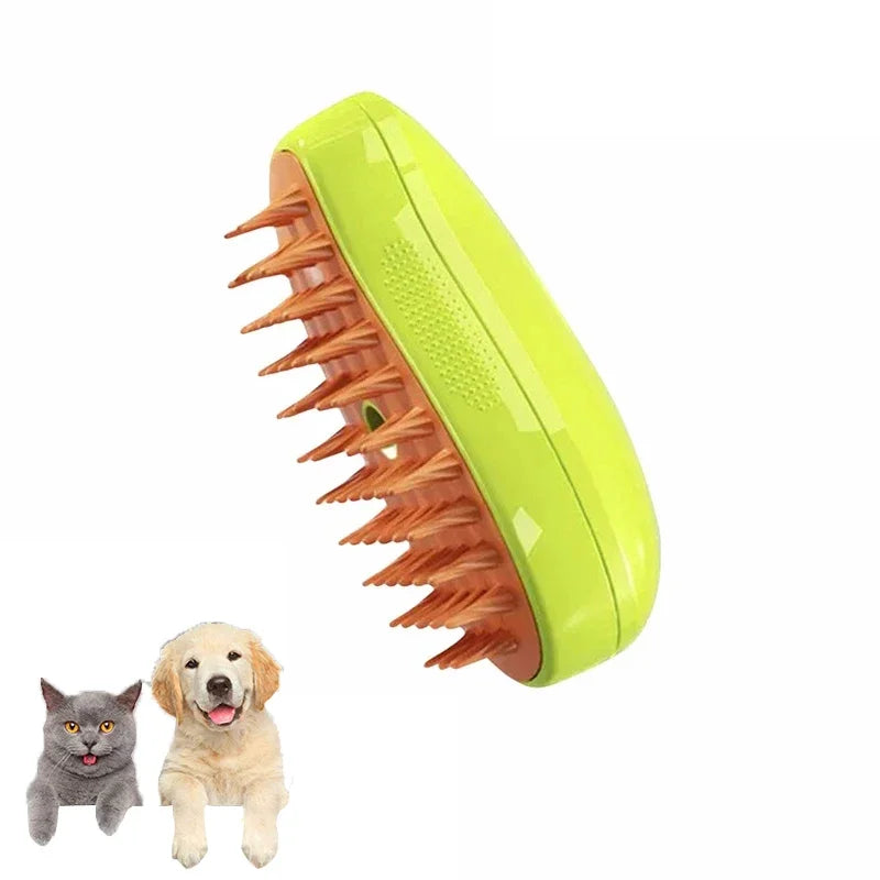 3-in-1 Electric Pet Steam Brush – Cat & Dog Grooming Brush with Spray & Massage Comb