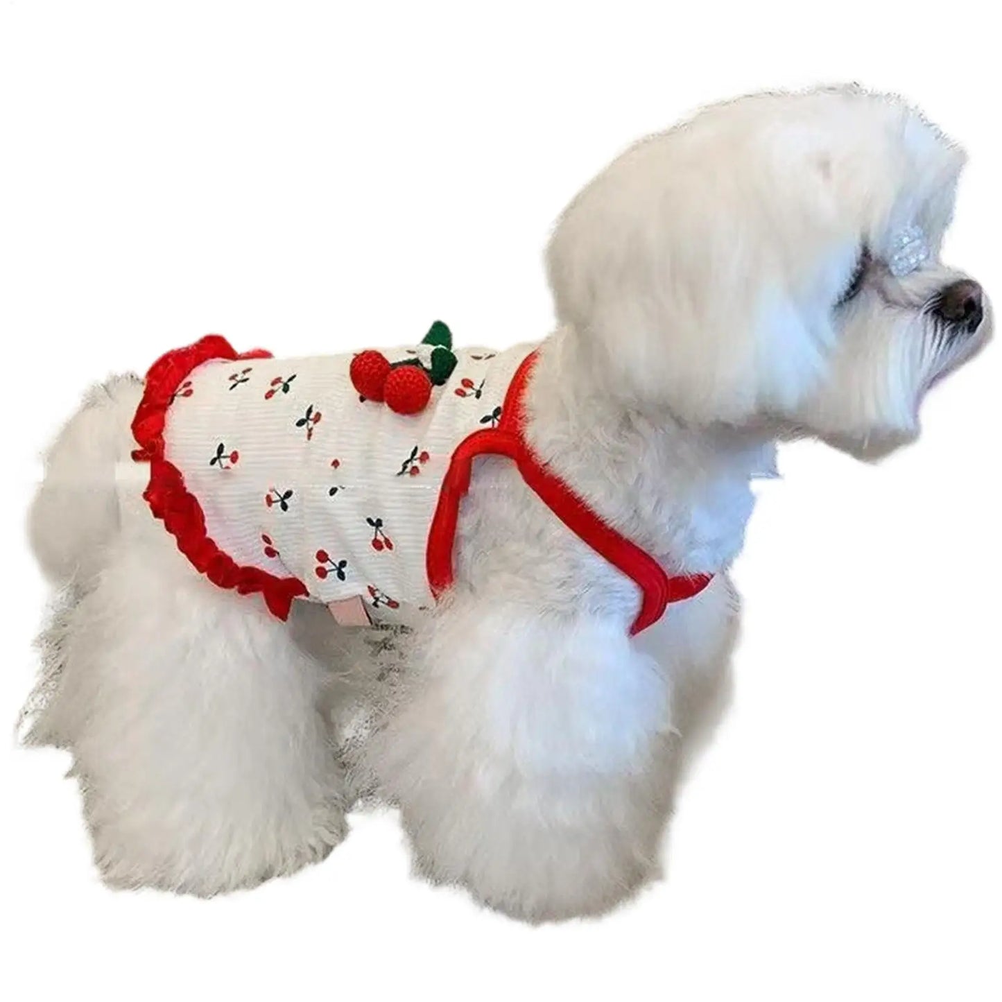 Cherry Print Pet Vest – Breathable Summer Cat & Small Dog Clothing