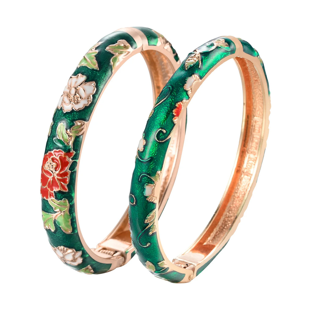 Enameled Bracelets For Women Flower Bangles Indian Chinese Viking Bracelet