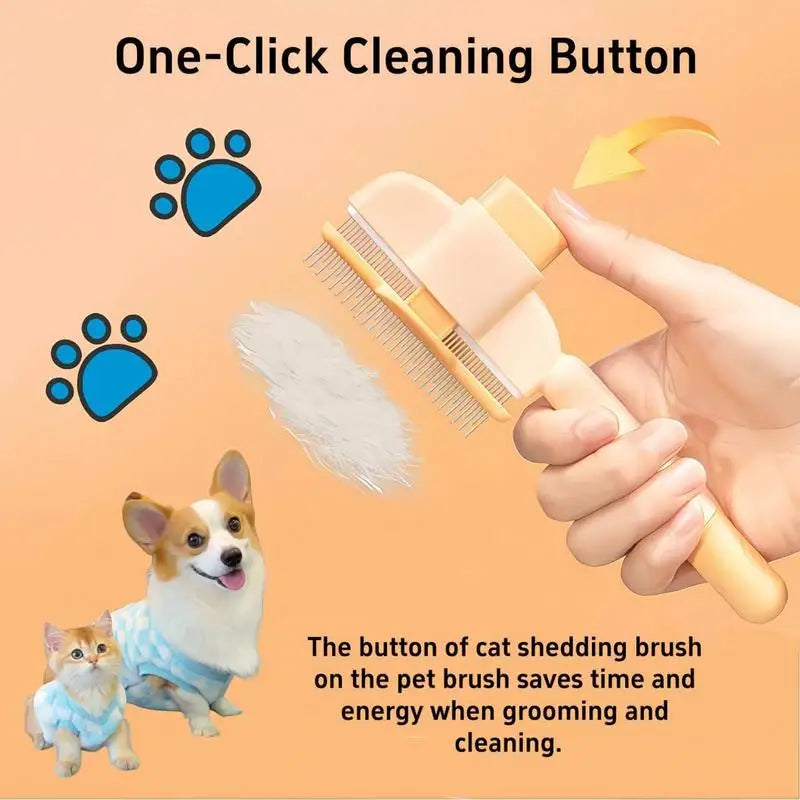 Self-Cleaning Dog Grooming Comb - Long Hair Pet Deshedding Brush