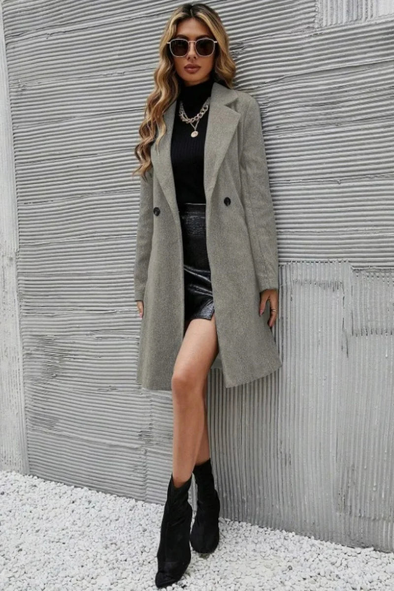 Women’s Long Woolen Coat – Korean Fashion High-End Winter Jacket - PULSE MART