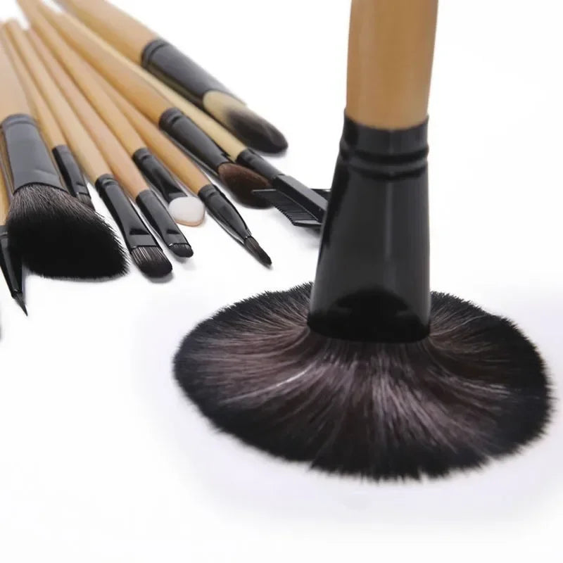 24-Piece Professional Makeup Brush Set - Eyebrow, Powder, Foundation, and Shadows Brushes for Expert Application - PULSE MART