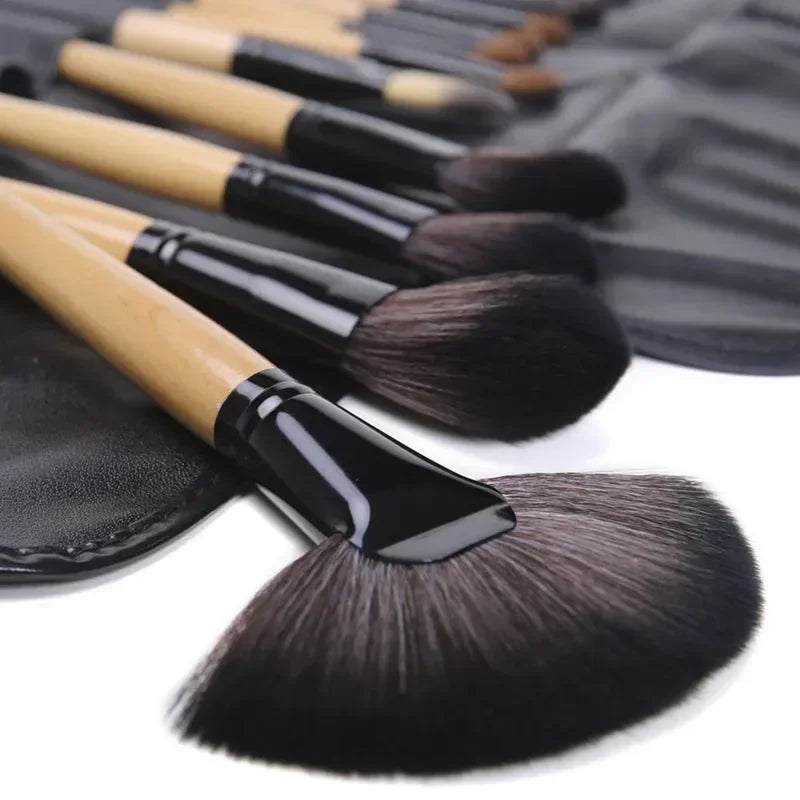 24-Piece Professional Makeup Brush Set - Eyebrow, Powder, Foundation, and Shadows Brushes for Expert Application - PULSE MART