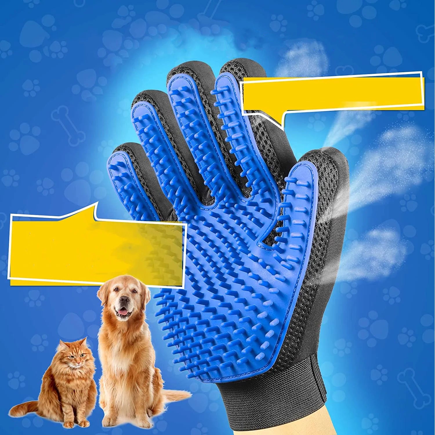 Pet Grooming Glove – Hair Remover & Massage Brush for Dogs and Cats (1 Pair)