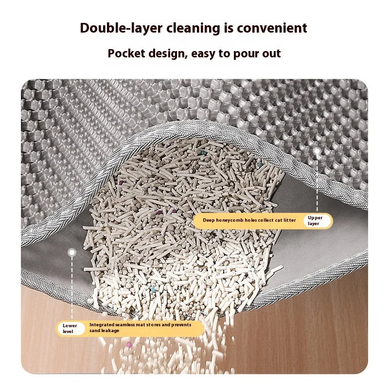 Premium 2-Layer Cat Litter Mat – Waterproof Non-Slip Sand Trapping Technology