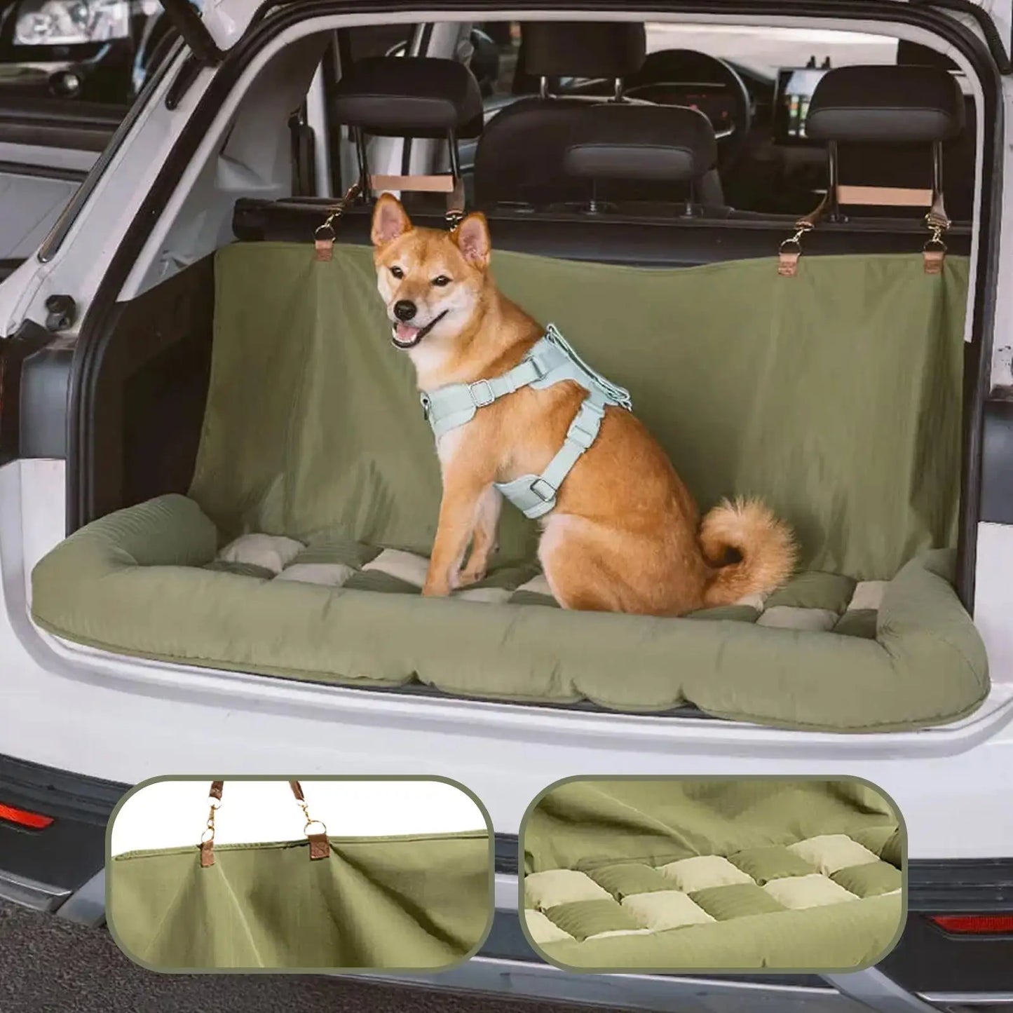 Foldable Dog Car Seat Cover – Waterproof Back Seat Pet Mat for Cars, SUVs, Trucks and RVs