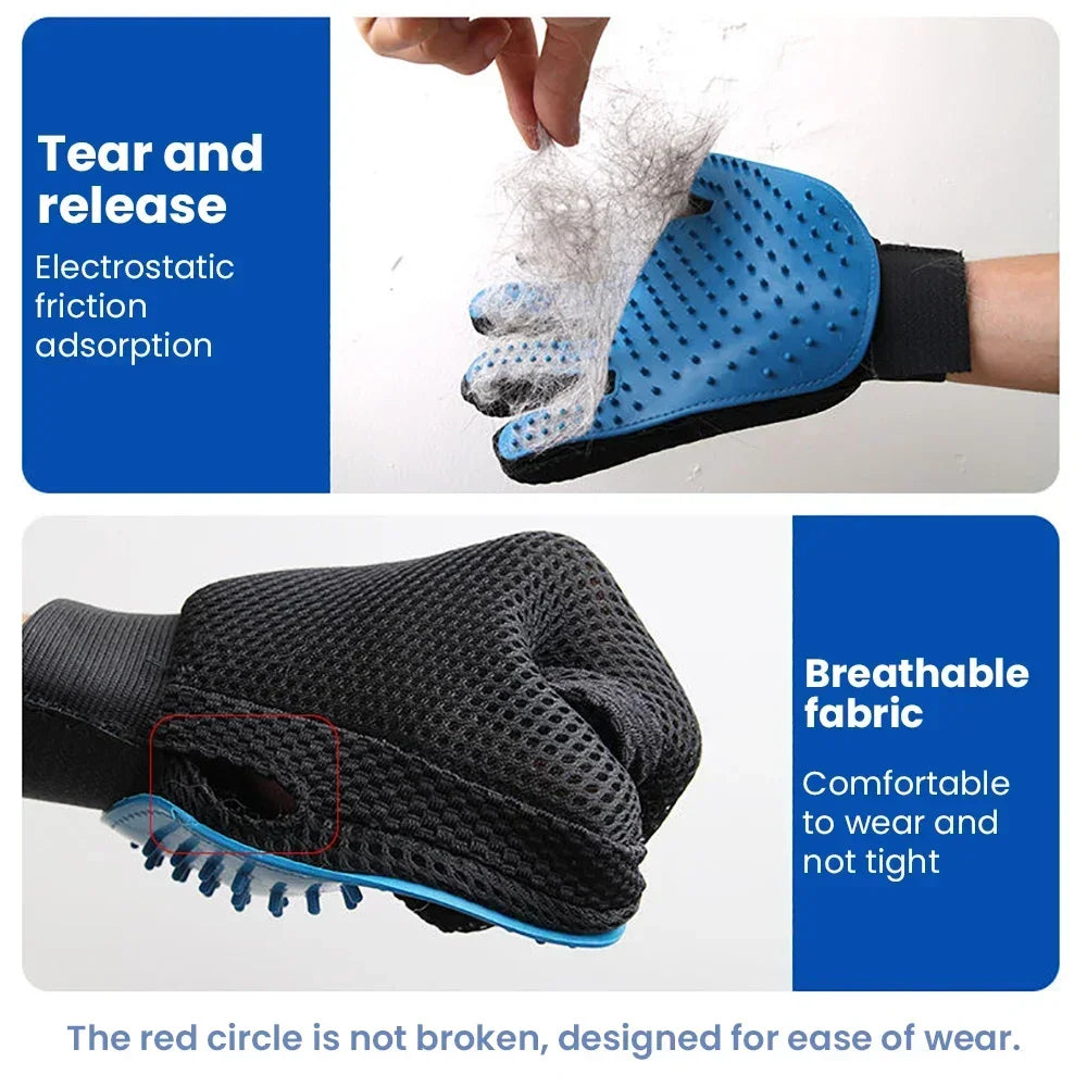 Cat Grooming Glove – Pet Hair Removal & Massage Brush for Cats and Dogs
