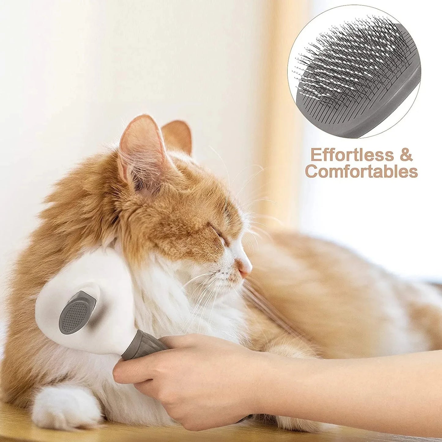Self-Cleaning Pet Grooming Brush – Cat & Dog Deshedding Hair Remover Brush