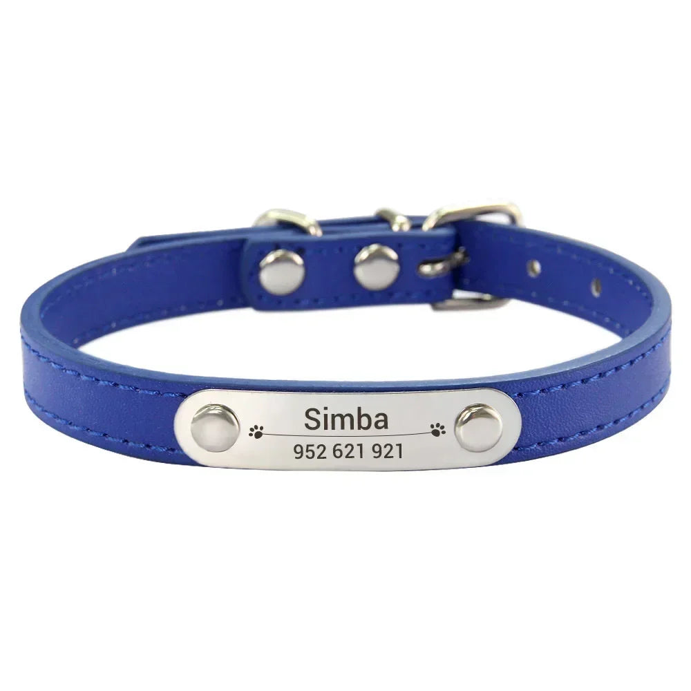 Personalized Leather Dog Collar: Custom Carved Name ID & Anti-Lost Design