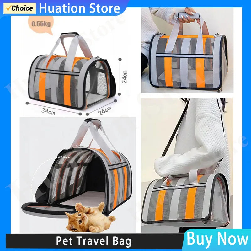 Airline Approved Pet Travel Bag – Portable Carrier for Dogs & Cats (34×24×24cm)