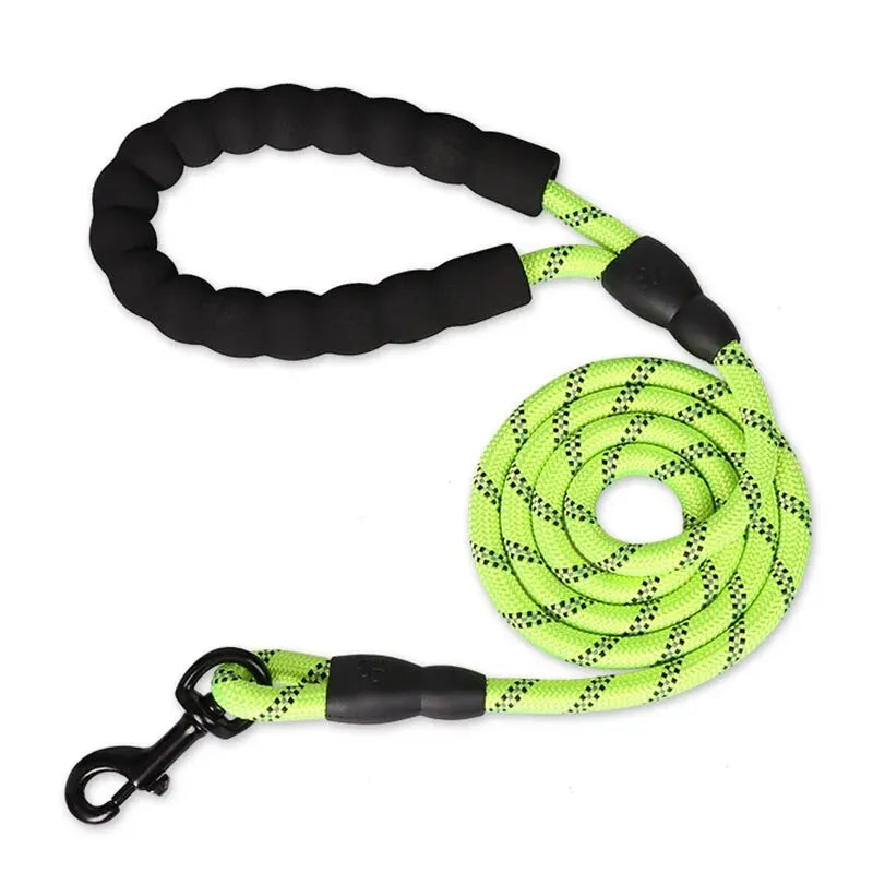 Double Handle Reflective Dog Leash - Heavy Duty Padded Lead for Strong Dogs